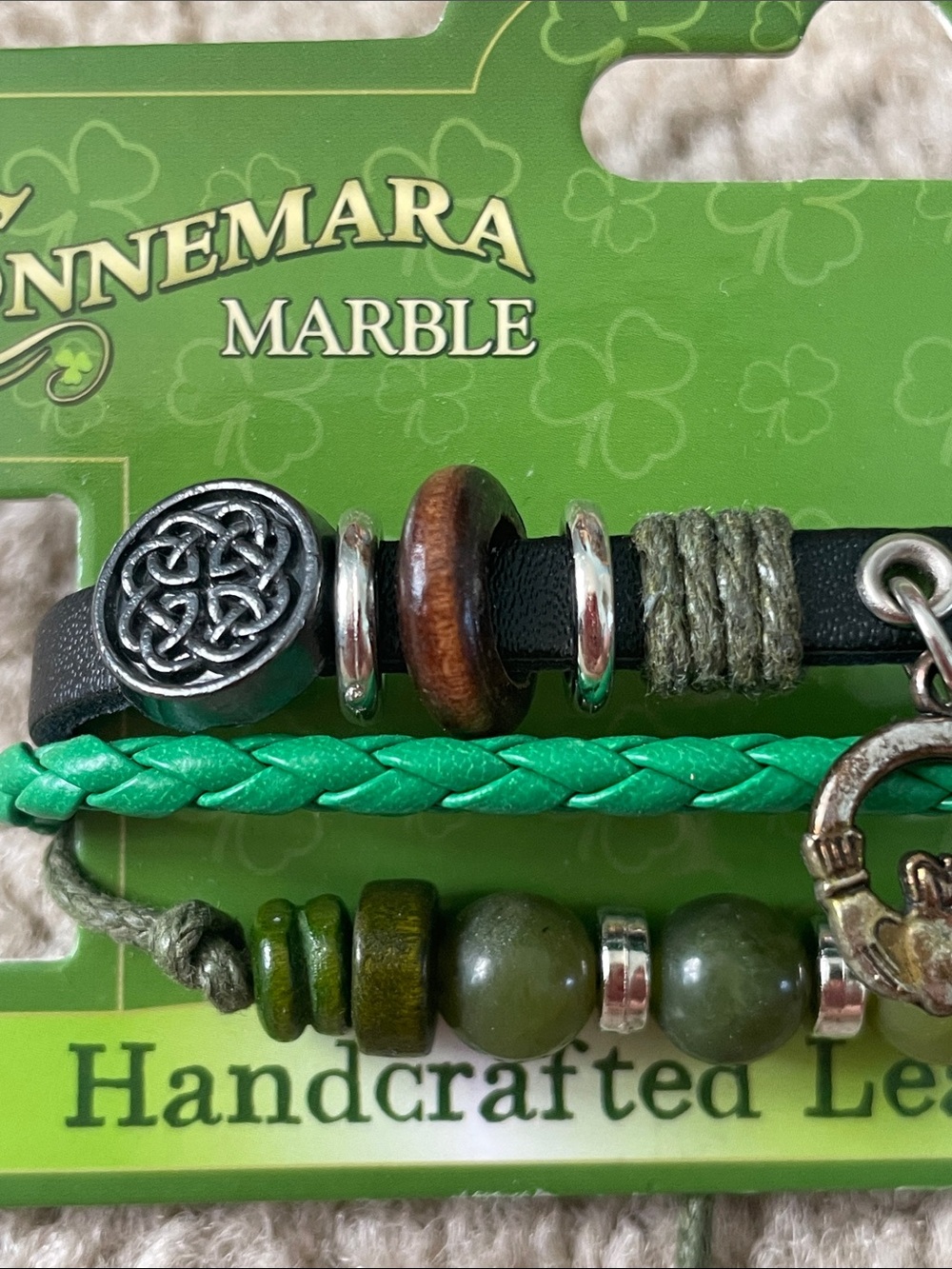 Irish Connemara Marble Leather Bracelet - Picture 6 of 9